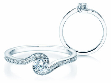 Anillo de compromiso Crush  en 14K oro blanco con diamantes 0,27ct G/SI
