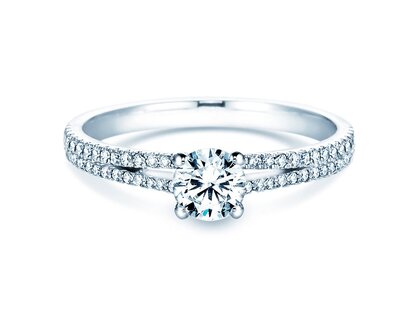 Anillo de compromiso Dynasty Petite en 18K oro blanco con diamantes 0,85ct G/SI