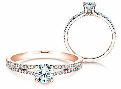 Anillo de compromiso Dynasty Petite en 18K oro rosa con diamantes 0,85ct G/SI