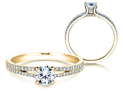 Anillo de compromiso Dynasty Petite en 18K oro amarillo con diamantes 0,85ct G/SI