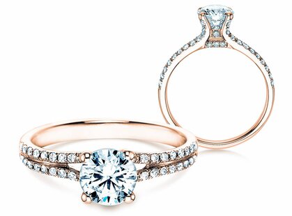 Anillo de compromiso Dynasty en 18K oro rosa con diamantes 1,27ct G/SI