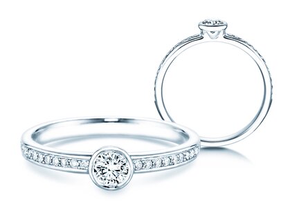 Anillo de compromiso Eternal Pavé en 14K oro blanco con diamantes 0,40ct