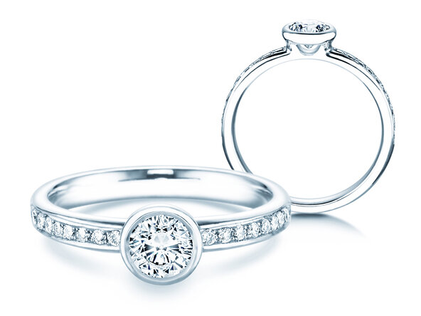 Anillo de compromiso Eternal Pavé en 14K oro blanco con diamantes 0,70ct G/SI