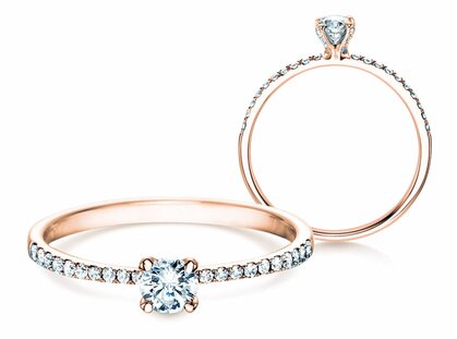 Anillo de compromiso Grace Petite en 18K oro rosa con diamantes 0,43ct G/SI