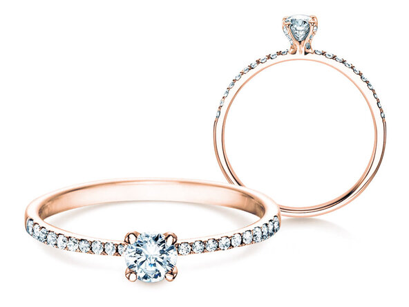 Anillo de compromiso Grace Petite en 18K oro rosa con diamantes 0,43ct G/SI