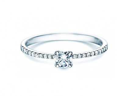 Anillo de compromiso Grace Petite en 18K oro blanco con diamantes 0,43ct G/SI