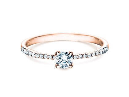 Anillo de compromiso Grace Petite en 18K oro rosa con diamantes 0,43ct G/SI