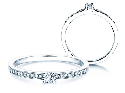 Anillo de compromiso Modern Pavé en 18K oro blanco con diamantes 0,15ct G/SI