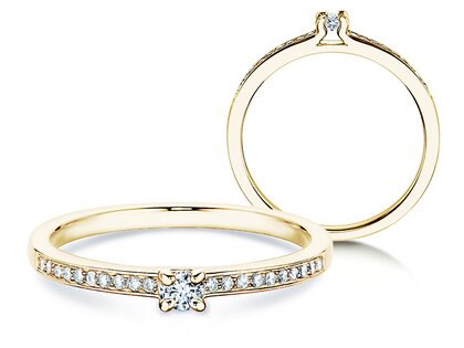 Anillo de compromiso Modern Pavé en 14K oro amarillo con diamantes 0,15ct G/SI