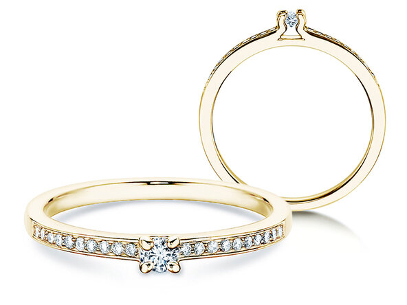 Anillo de compromiso Modern Pavé en 14K oro amarillo con diamantes 0,15ct G/SI