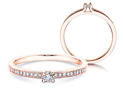 Anillo de compromiso Modern Pavé en 18K oro rosa con diamantes 0,15ct G/SI