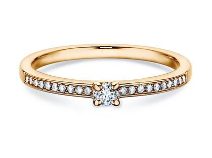 Anillo de compromiso Modern Pavé en 18K oro amarillo con diamantes 0,15ct