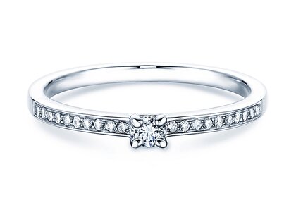 Anillo de compromiso Modern Pavé en 14K oro blanco con diamantes 0,15ct G/SI