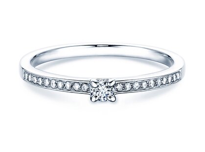 Anillo de compromiso Modern Pavé en platino 950/- con diamantes 0,15ct G/SI