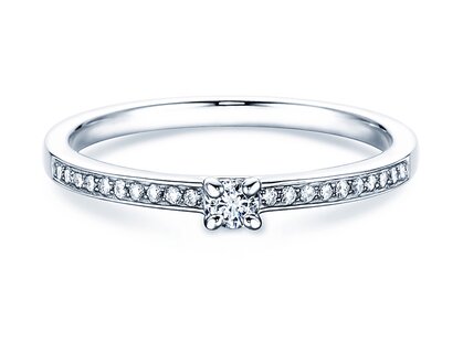 Anillo de compromiso Modern Pavé en platino 950/- con diamantes 0,15ct G/SI