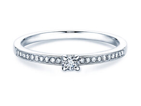 Anillo de compromiso Modern Pavé en 14K oro blanco con diamantes 0,15ct G/SI