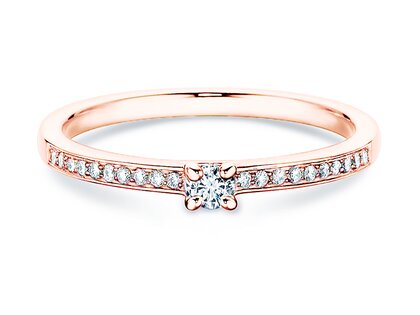 Anillo de compromiso Modern Pavé en 18K oro rosa con diamantes 0,15ct G/SI
