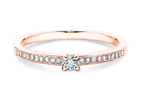 Anillo de compromiso Modern Pavé en 18K oro rosa con diamantes 0,15ct G/SI