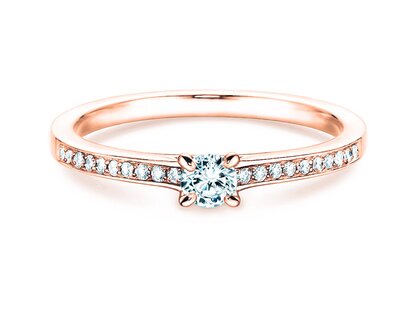 Anillo de compromiso Modern Pavé en 14K oro rosa con diamantes 0,15ct