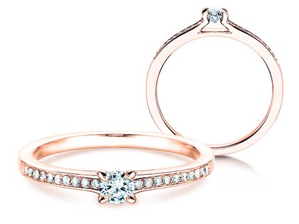 Anillo de compromiso Modern Pavé en 18K oro rosa con diamantes 0,20ct G/SI