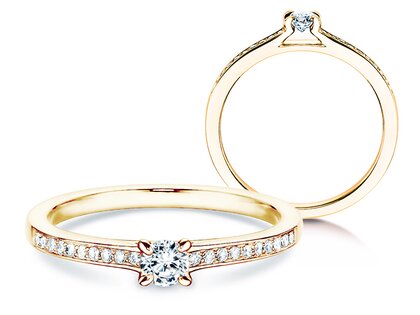 Anillo de compromiso Modern Pavé en 18K oro amarillo con diamantes 0,20ct G/SI