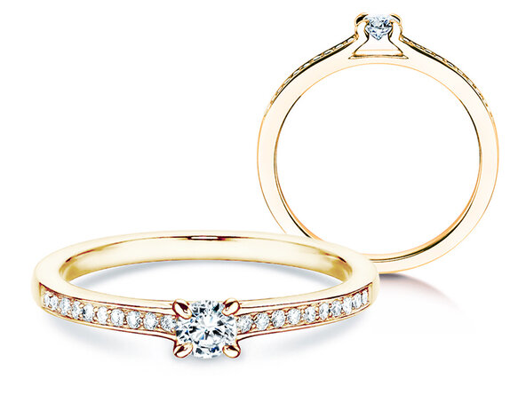 Anillo de compromiso Modern Pavé en 18K oro amarillo con diamantes 0,20ct G/SI
