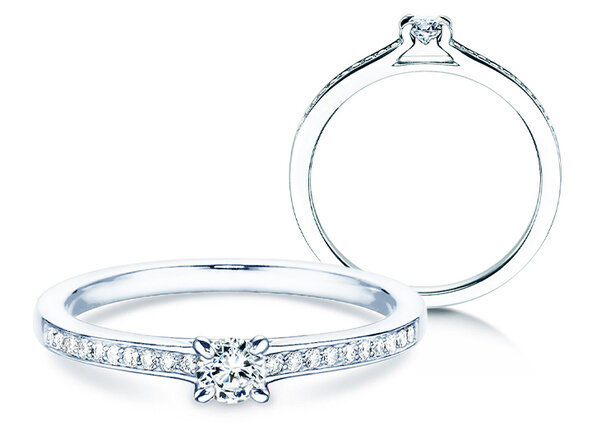 Anillo de compromiso Modern Pavé en platino 950/- con diamantes 0,25ct G/SI