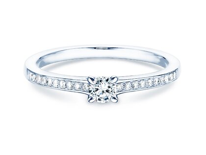 Anillo de compromiso Modern Pavé en 14K oro blanco con diamantes 0,20ct G/SI