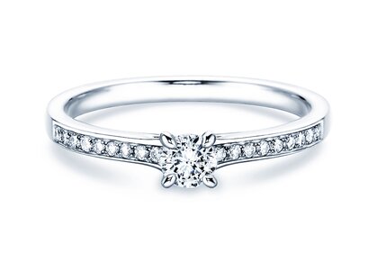 Anillo de compromiso Modern Pavé en 18K oro blanco con diamantes 0,20ct