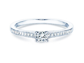 Anillo de compromiso Modern Pavé en 14K oro blanco con diamantes 0,20ct G/SI