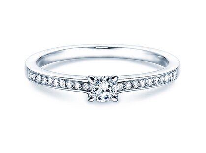 Anillo de compromiso Modern Pavé en 18K oro blanco con diamantes 0,25ct