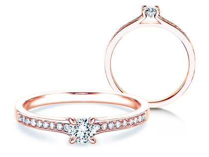 Anillo de compromiso Modern Pavé en 14K oro rosa con diamantes 0,35ct G/SI