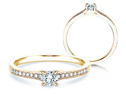 Anillo de compromiso Modern Pavé en 14K oro amarillo con diamantes 0,30ct G/SI