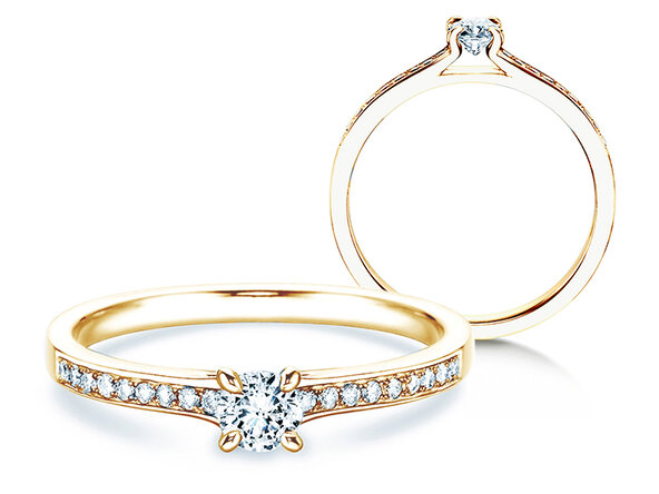 Anillo de compromiso Modern Pavé en 14K oro amarillo con diamantes 0,30ct G/SI