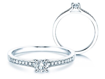 Anillo de compromiso Modern Pavé en 18K oro blanco con diamantes 0,30ct G/SI
