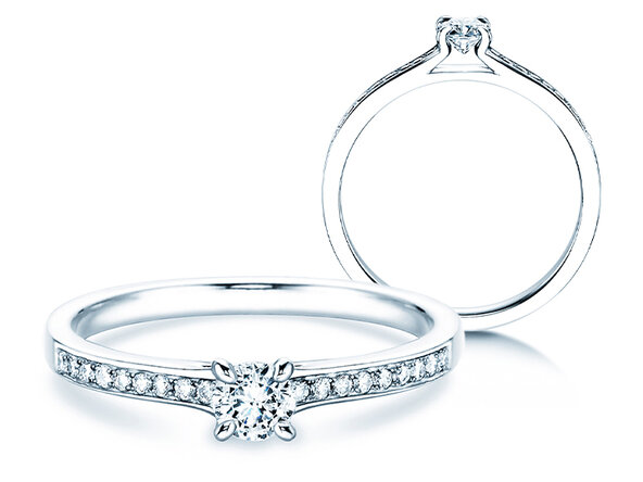 Anillo de compromiso Modern Pavé en 18K oro blanco con diamantes 0,30ct G/SI