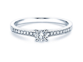 Anillo de compromiso Modern Pavé en 18K oro blanco con diamantes 0,30ct G/SI