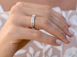 Anillo de compromiso Modern Pavé en 14K oro blanco con diamantes 0,35ct G/SI