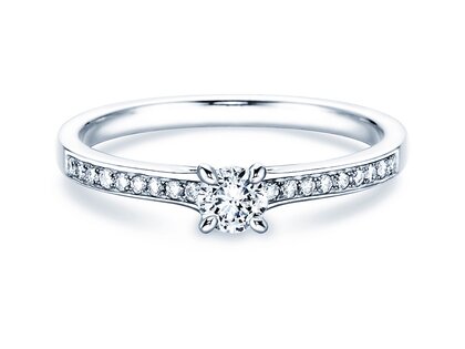 Anillo de compromiso Modern Pavé en 14K oro blanco con diamantes 0,35ct G/SI