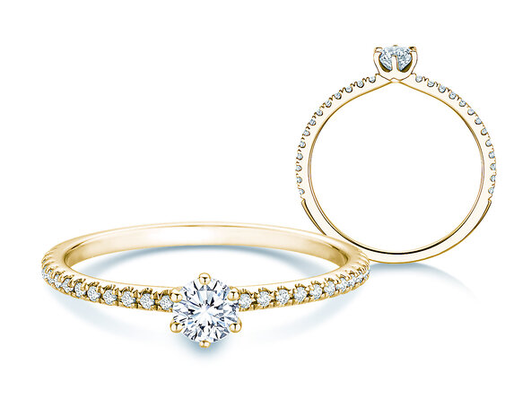 Anillo de compromiso Royal Pavé en 18K oro amarillo con diamantes naturales 0,40ct G/SI