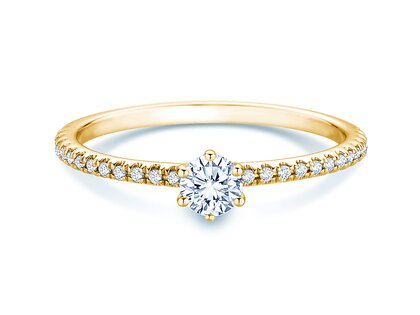 Anillo de compromiso Royal Pavé en 18K oro amarillo con diamantes naturales 0,40ct G/SI