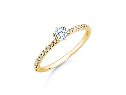 Anillo de compromiso Royal Pavé en 18K oro amarillo con diamantes naturales 0,40ct G/SI