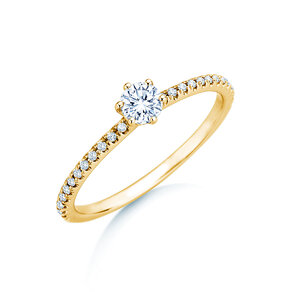 Anillo de compromiso Royal Pavé en 18K oro amarillo con diamantes naturales 0,40ct G/SI
