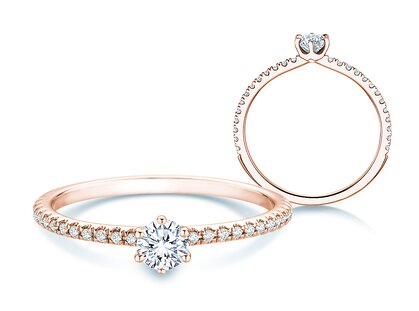 Anillo de compromiso Royal Pavé en 18K oro rosa con diamantes naturales 0,40ct G/SI