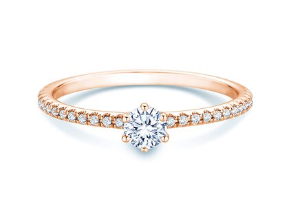 Anillo de compromiso Royal Pavé en 18K oro rosa con diamantes naturales 0,40ct G/SI
