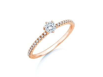 Anillo de compromiso Royal Pavé en 18K oro rosa con diamantes naturales 0,40ct G/SI