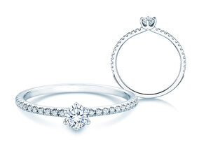 Anillo de compromiso Royal Pavé en 18K oro blanco con diamantes naturales 0,40ct G/SI