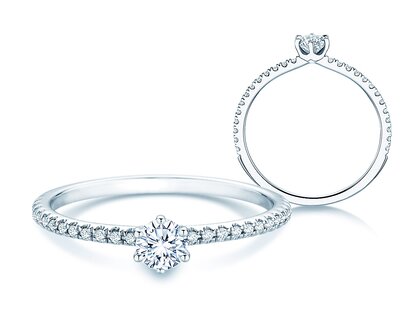 Anillo de compromiso Royal Pavé en 9K oro blanco con diamantes naturales 0,35ct G/SI