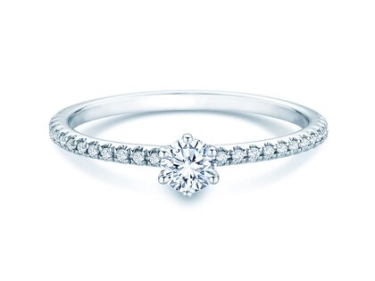 Anillo de compromiso Royal Pavé en 9K oro blanco con diamantes naturales 0,35ct G/SI