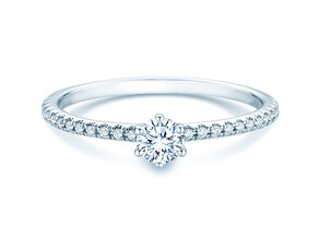 Anillo de compromiso Royal Pavé en 9K oro blanco con diamantes naturales 0,35ct G/SI